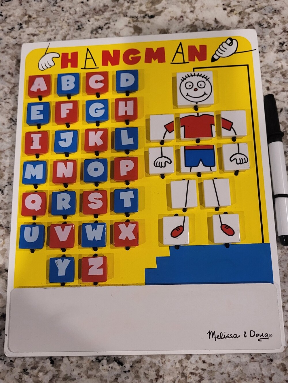 Melissa & Doug  Hangman Letter Board Game With Tiles White Board Marker. Travel